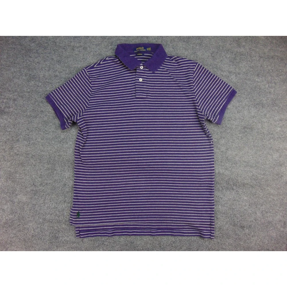 Polo Ralph Lauren Polo Mens Med Custom Fit Purple Striped Short Sleeve Preppy